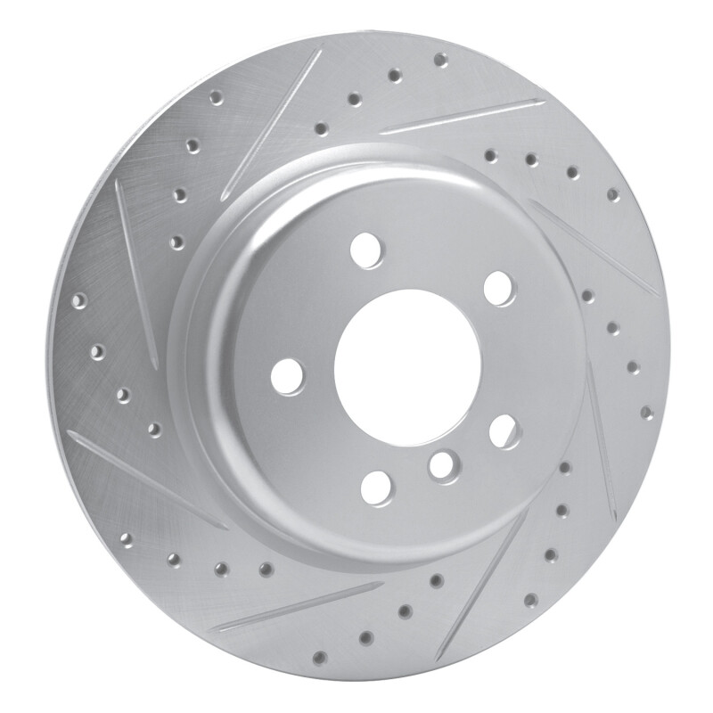 BMW 528I xDrive Brake Rotor (1) - Rear Left - R1 Concepts - Drilled & Slotted - Silver - `11-`16